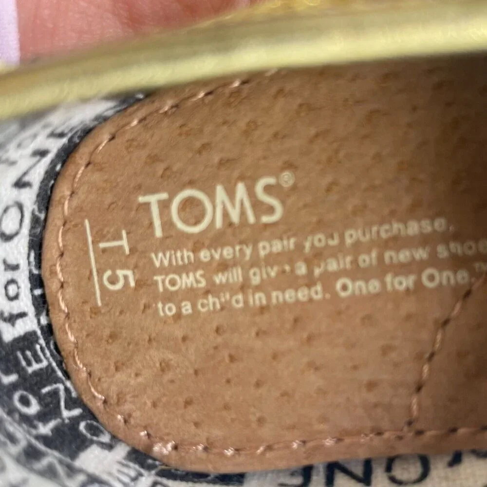 Toms Classic flat gold glitter sparkly baby shoes T5